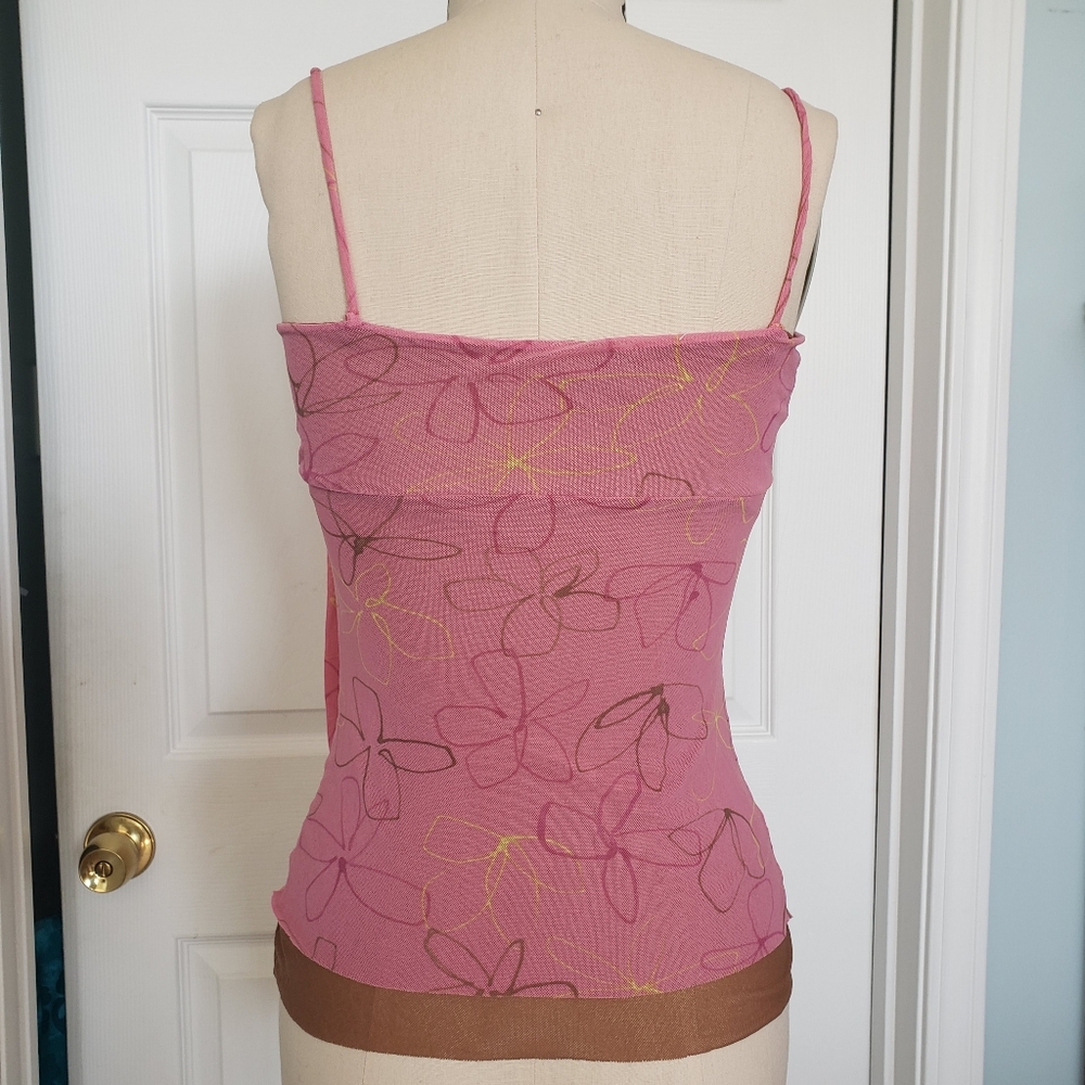 Pink Tie Mesh Tank Top, S - Picture 6 of 13